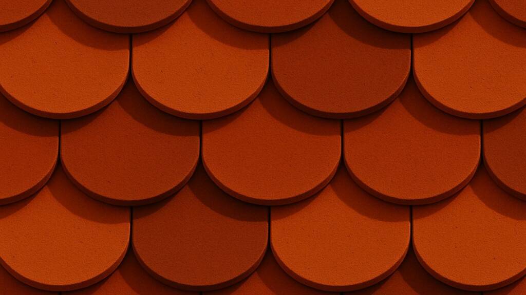 Obrazek przedstawia dachówkę karpiówkę w przybliżeniu.