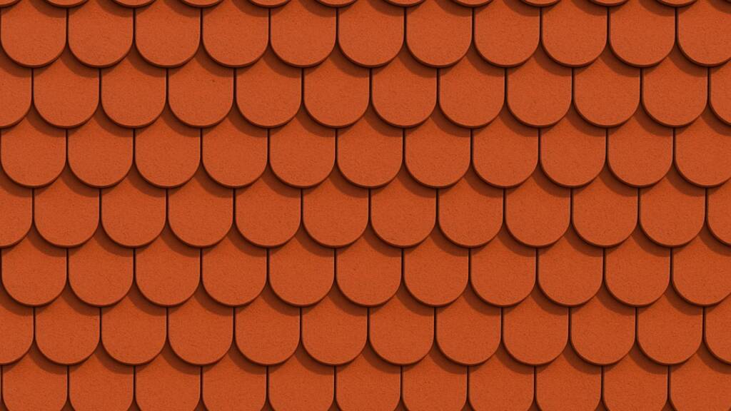 Obrazek przedstawia dachówkę karpiówkę w przybliżeniu.